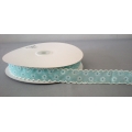 Vintage Floral Ribbon w/Scalloped edge Teal 1" 25y